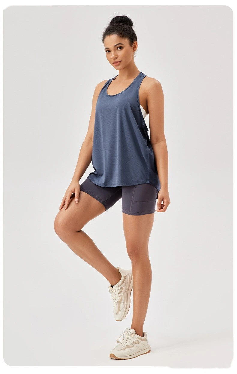 Sports blouse loose suspender vest yoga clothes breathable sleeveless fitness running top detail