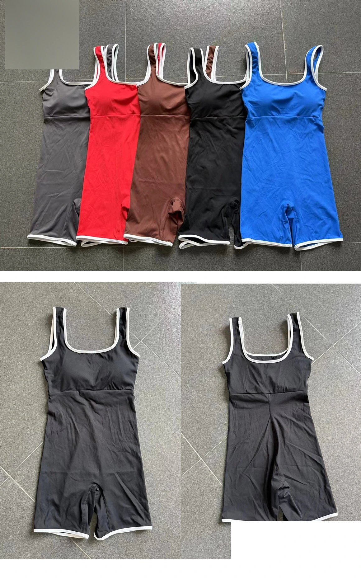 Customized contrast stitching generous neck sports jumpsuit yoga clothes backless outdoor fitness jumpsuit detail