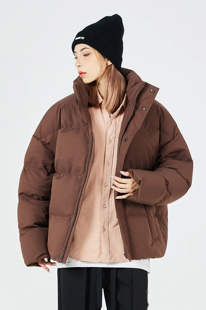 Customized men's and women's winter fashion warm cotton-padded down jacket coat detail