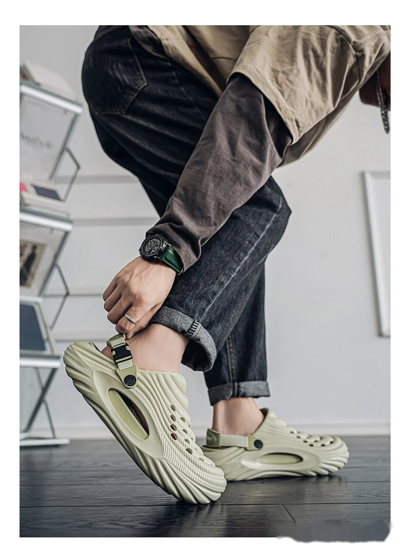 Custom-made hole shoes men's outdoor sports non-slip smelly feet platform sandals and slippers. detail