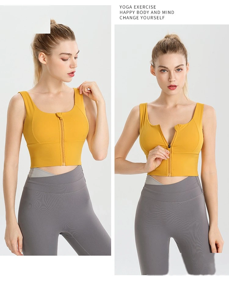Womens zip up sports bras workout fitness training crop tops detail