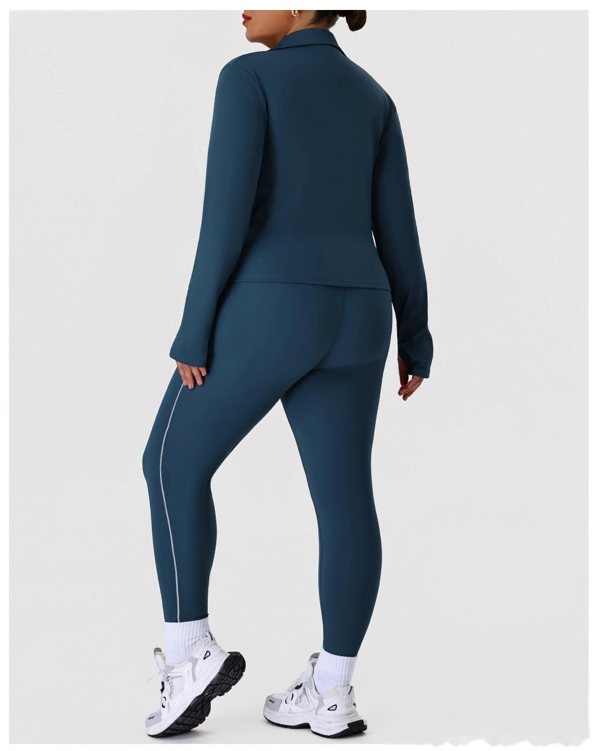 Custom Plus Size Slim Yoga Suit - Winter Outdoor Running Workout Jacket & Activewear Set detail