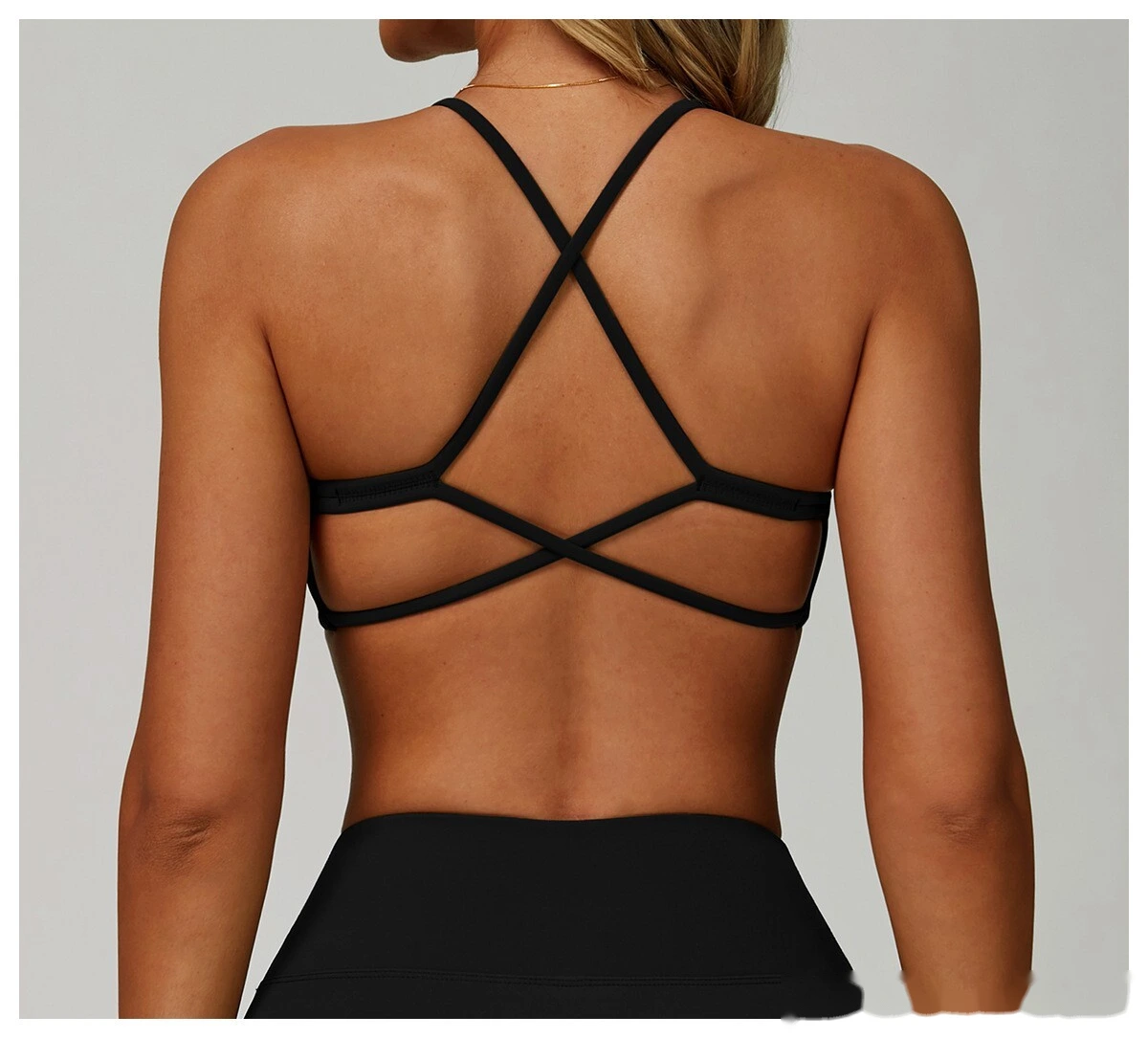 Customized yoga bra quick-drying cross-back high-strength fitness clothes leisure running sports bra detail