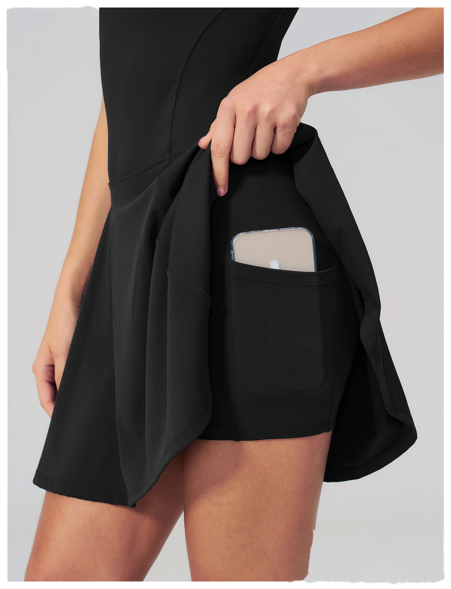 Women's Custom Yoga Sport Dress with Side Pockets, Anti-Exposure Quick Dry Breathable Running Fitness Tennis Skirt detail