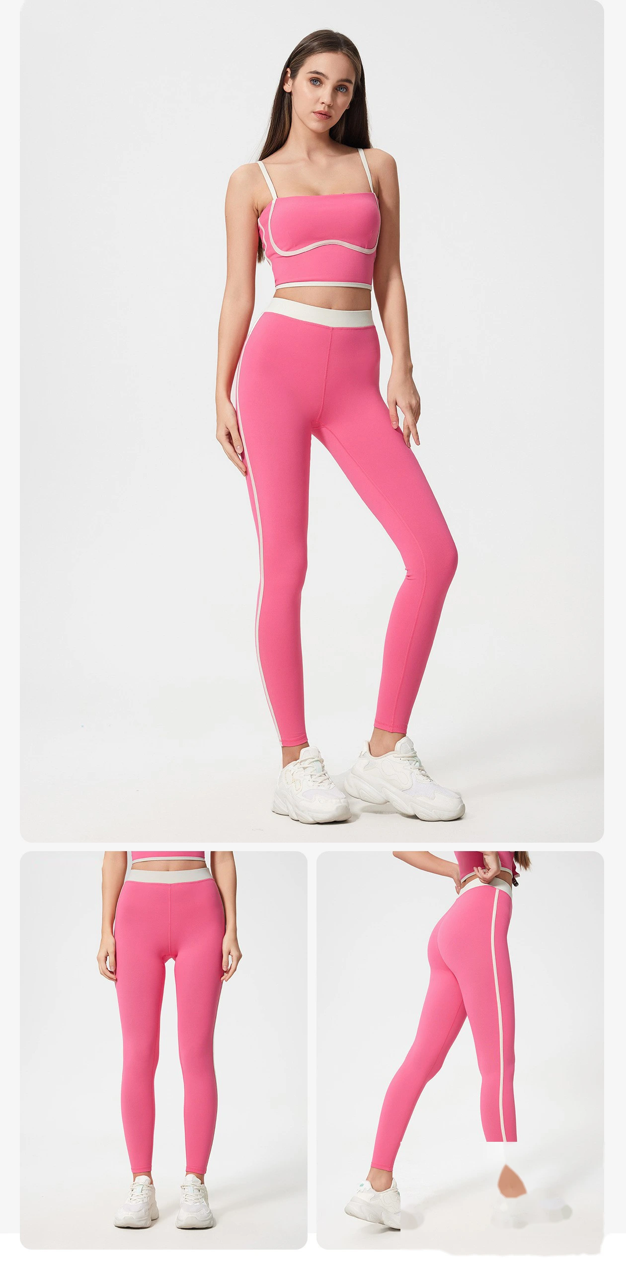 Custom contrast yoga pants high elastic shaping fitness pants nude peach hip sweatpants female detail