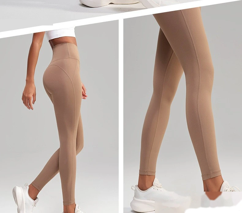 Custom-made nude tight-fitting exercise pants with high waist and abdomen yoga pants for women detail