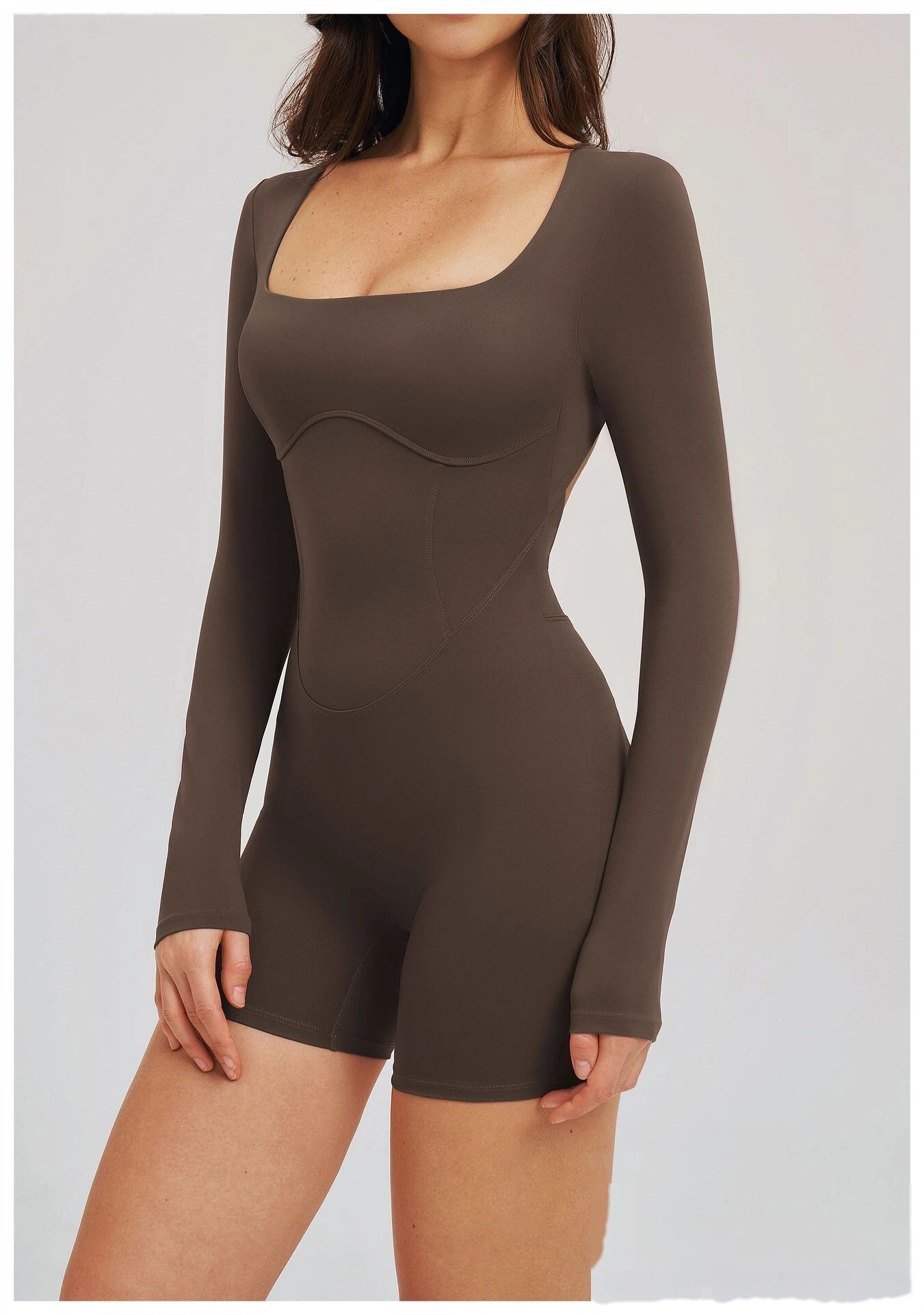 Women's Custom Hollow Out Open Back Tight Fitness Onesie - Long Sleeve Yoga Suit for Outdoor Running & Gym detail