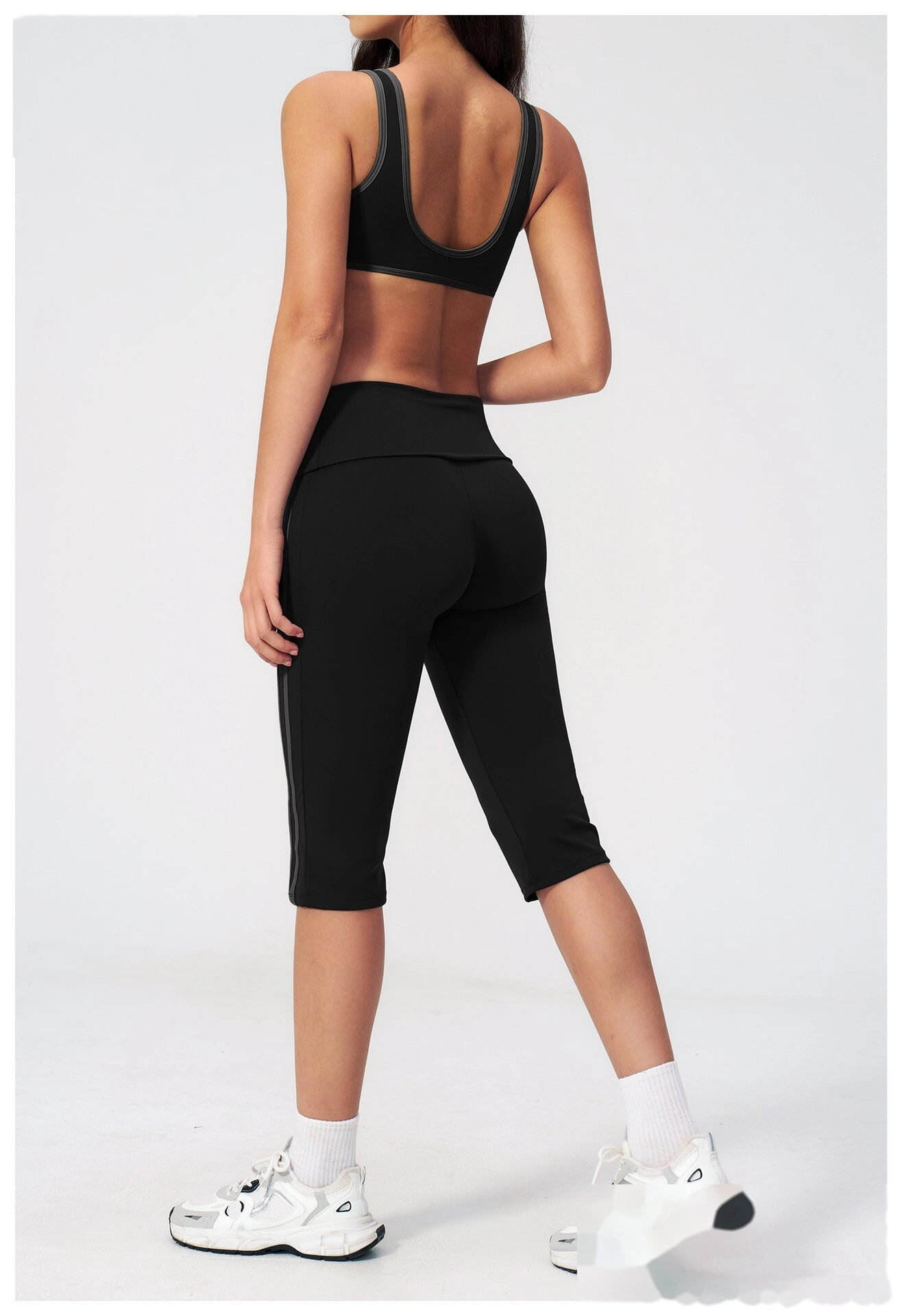 Women Color Block Open Back Sports Bra, Quick Dry Breathable Outdoor Workout Yoga Athletic Bra detail