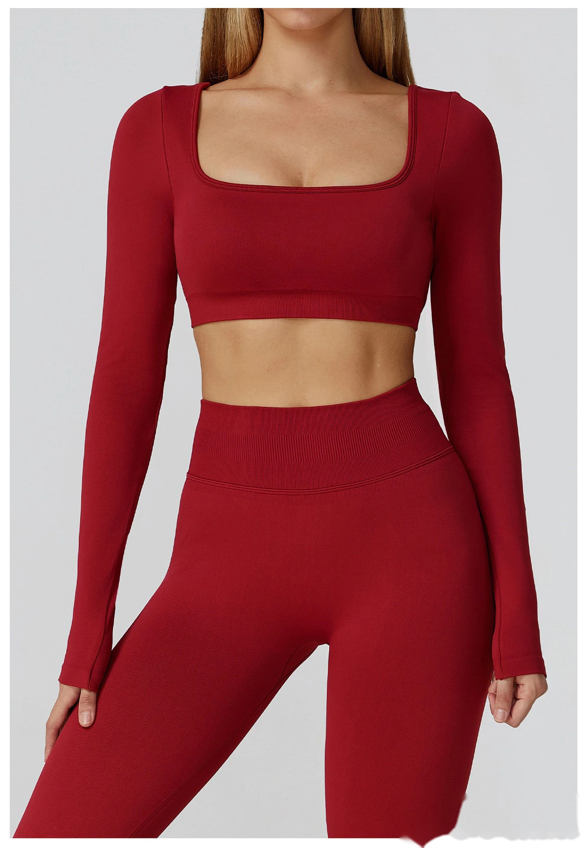 Customized seamless yoga clothes women's hollow back slim long-sleeved sports tops detail