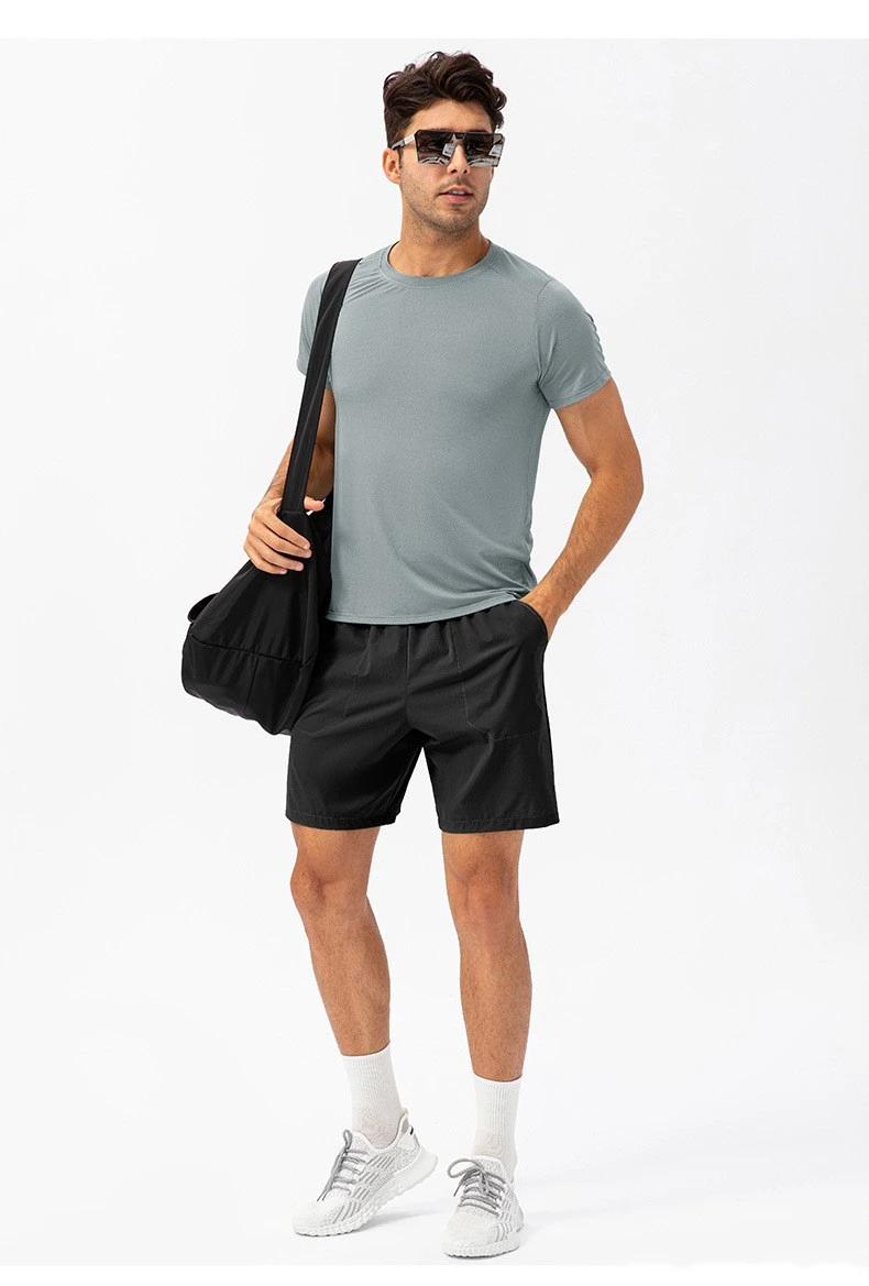 Customized men's loose running quick-drying clothes sweat-absorbent and breathable fitness short-sleeved T-shirt detail