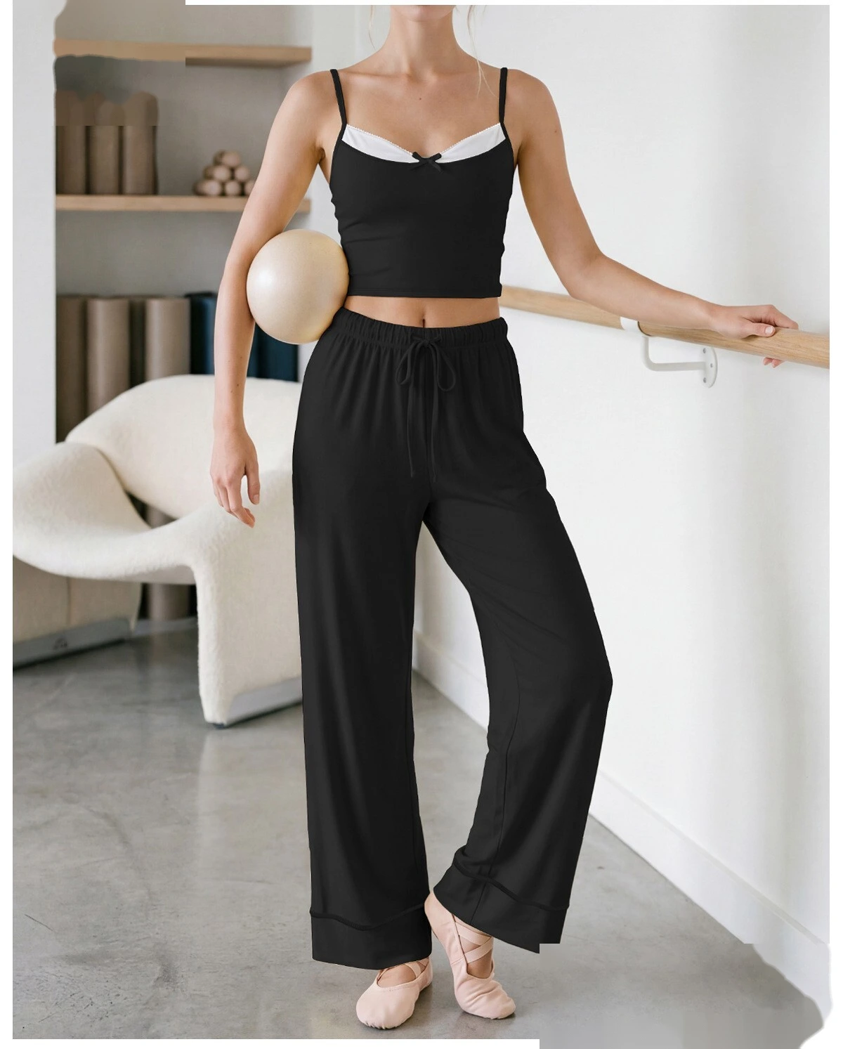 Custom Summer Thin Yoga Pants, Quick Dry Hip Lifting Straight Wide Leg Workout Pants for Pilates Training detail