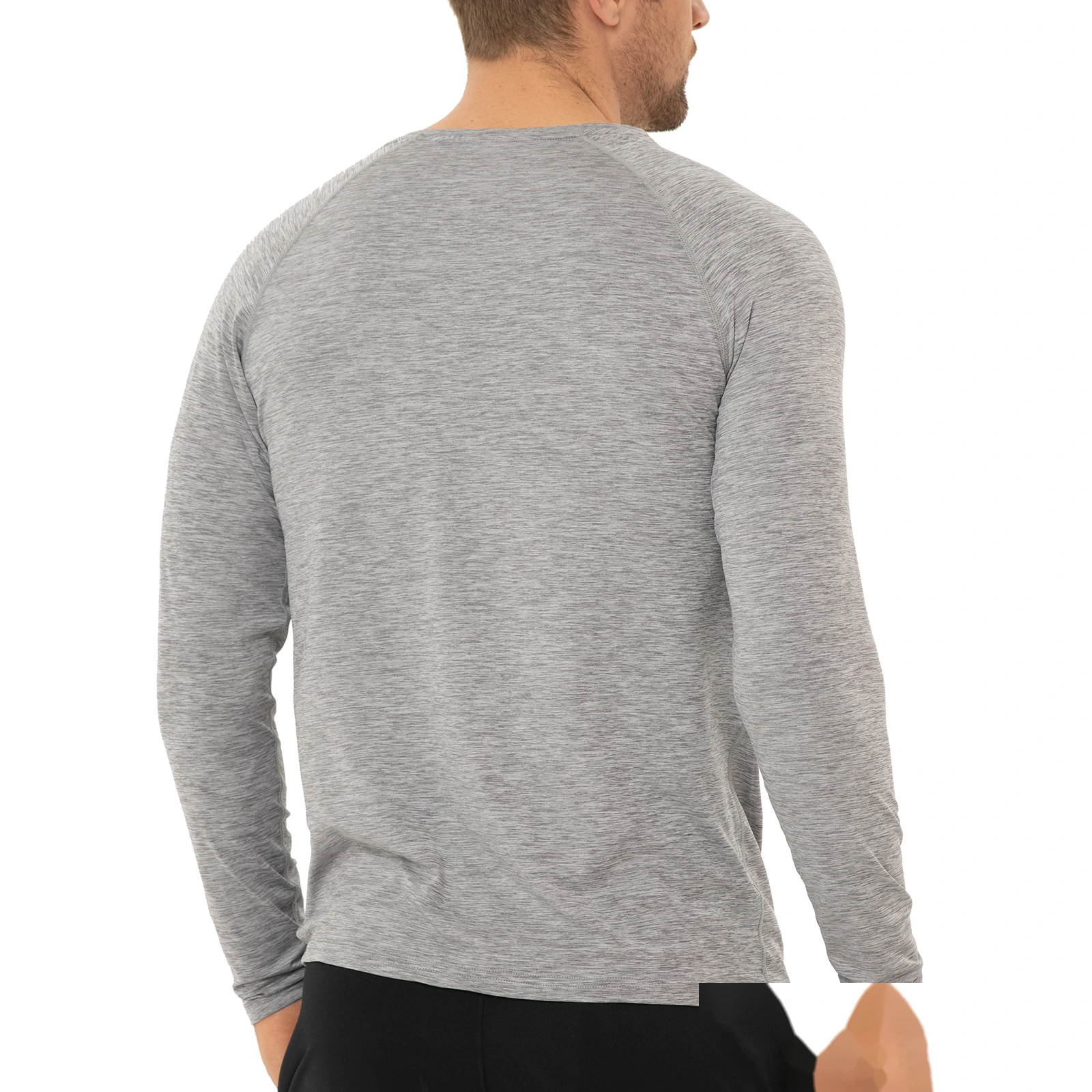 Men's running fitness training UPF outdoor sunscreen quick-drying breathable V-neck long-sleeved T-shirt detail