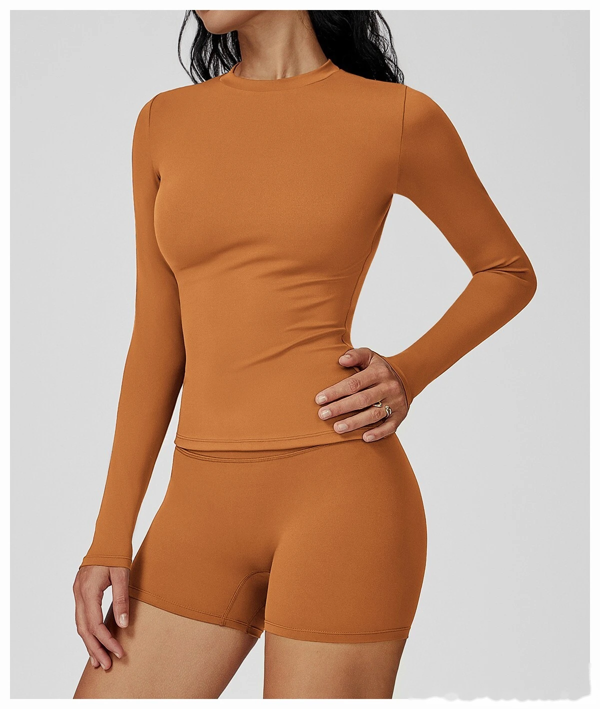 Custom-made women's fashion comfortable high-elastic yoga fitness tight T-shirt detail