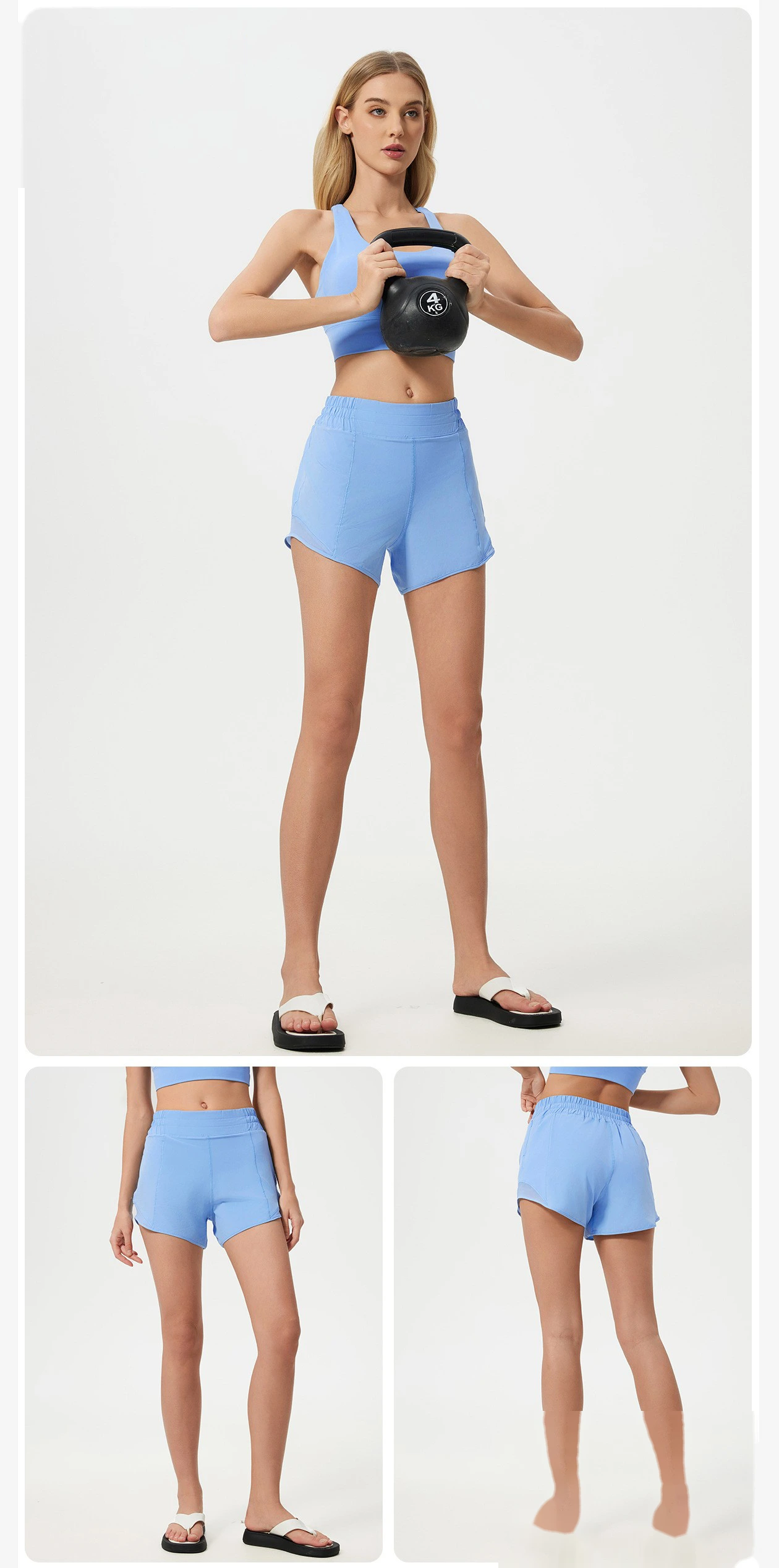 Customized loose quick-drying sports shorts women's summer running training fitness pants high waist yoga shorts detail