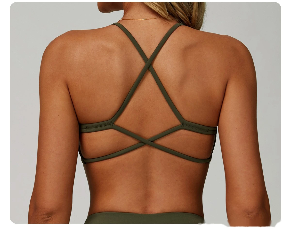 Customized yoga bra quick-drying cross-back high-strength fitness clothes leisure running sports bra detail