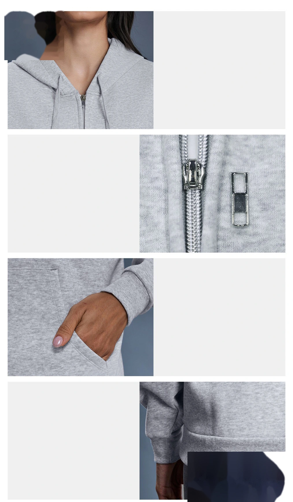 Custom Women's Winter Fleece Hoodie | Windproof Warm, Loose Slim, Zip-Up Cardigan Jacket detail