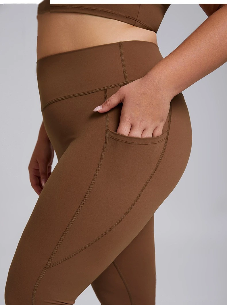 Customized plus-size fitness suit female high waist nude tight sports suit high elastic yoga suit two-piece suit detail