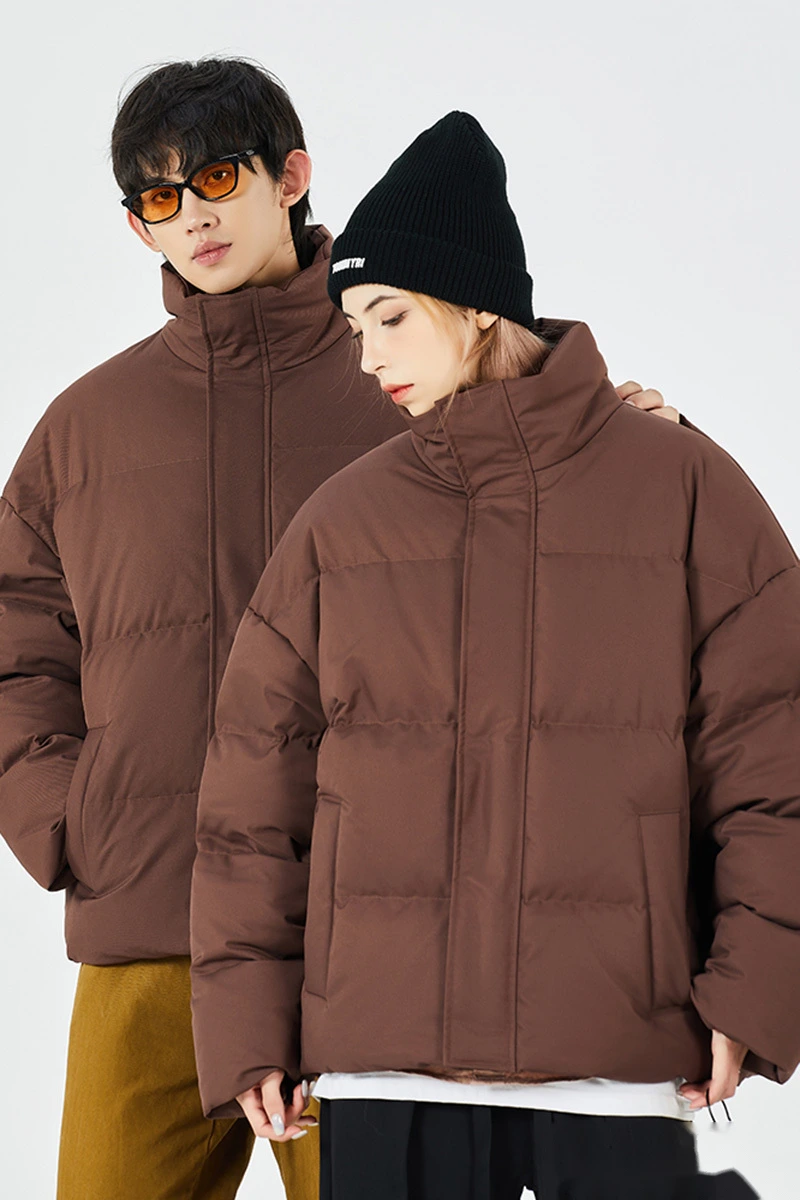 Customized men's and women's winter fashion warm cotton-padded down jacket coat detail