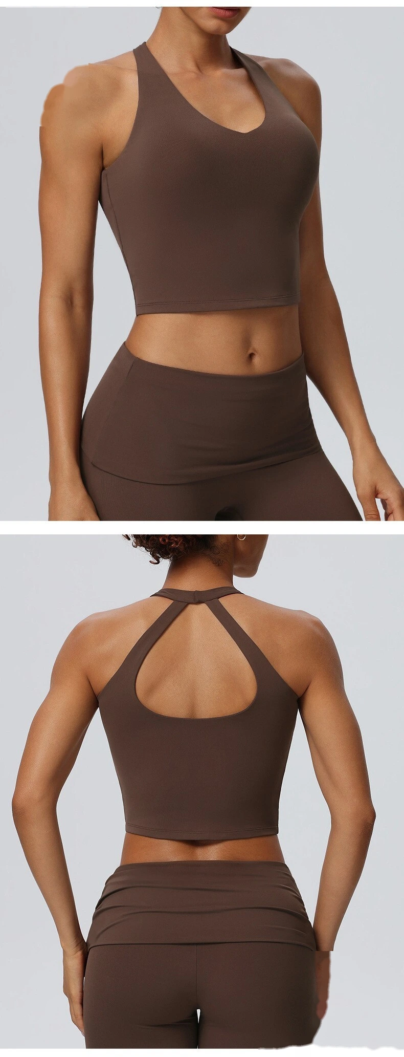 Women's European American Halter Beauty Back Yoga Tank Top, Breathable High Elastic Sports Fitness Vest detail