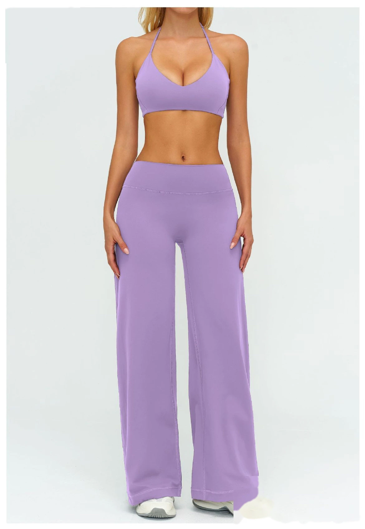 Slim Beauty Back Sports Bra Yoga Set, Casual Wide Leg Quick Dry Yoga Pants Fitness Suit for Women detail