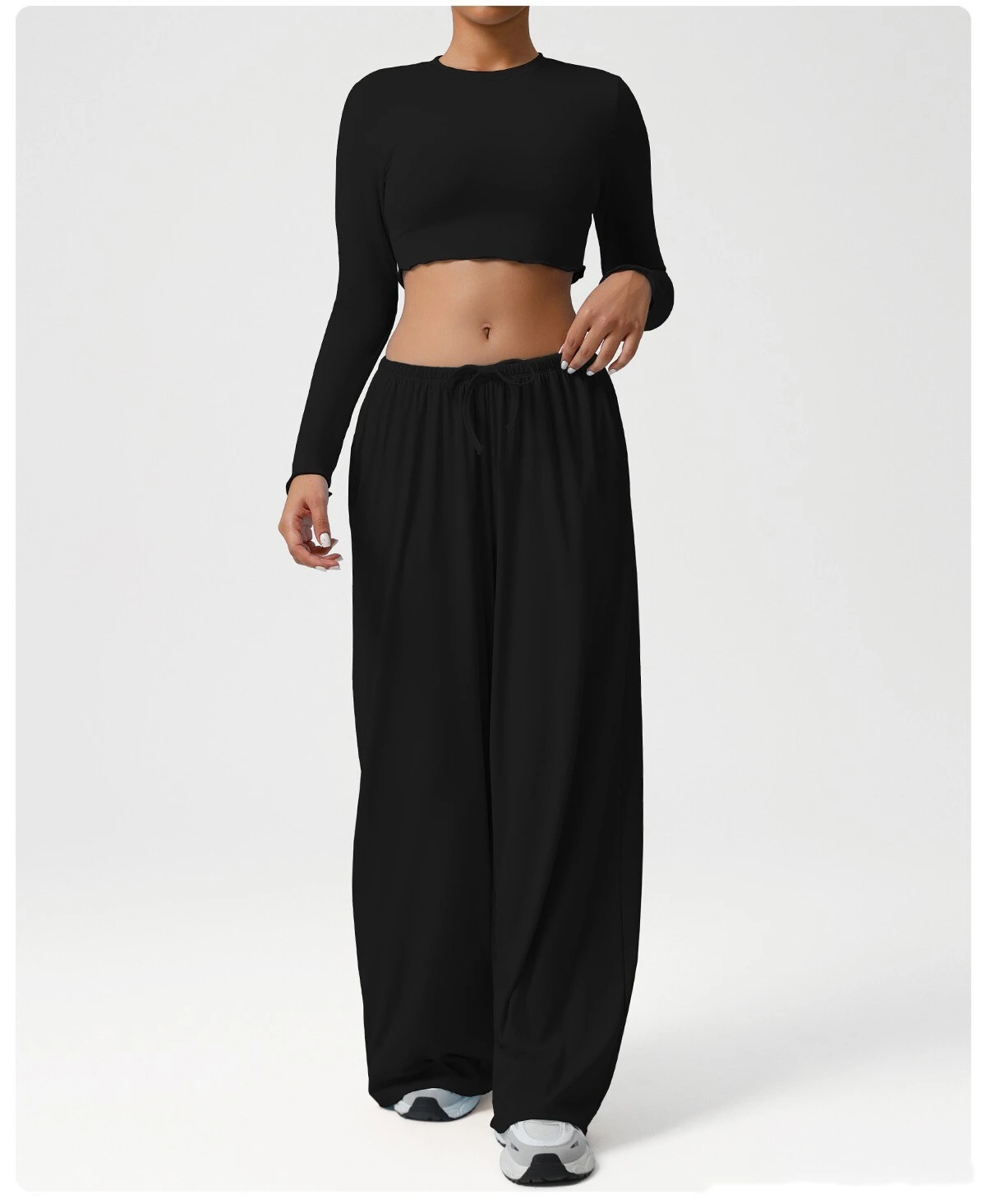 Customize the new yoga fitness suit skin-friendly breathable short slim slimming sports long sleeve T-shirt. detail