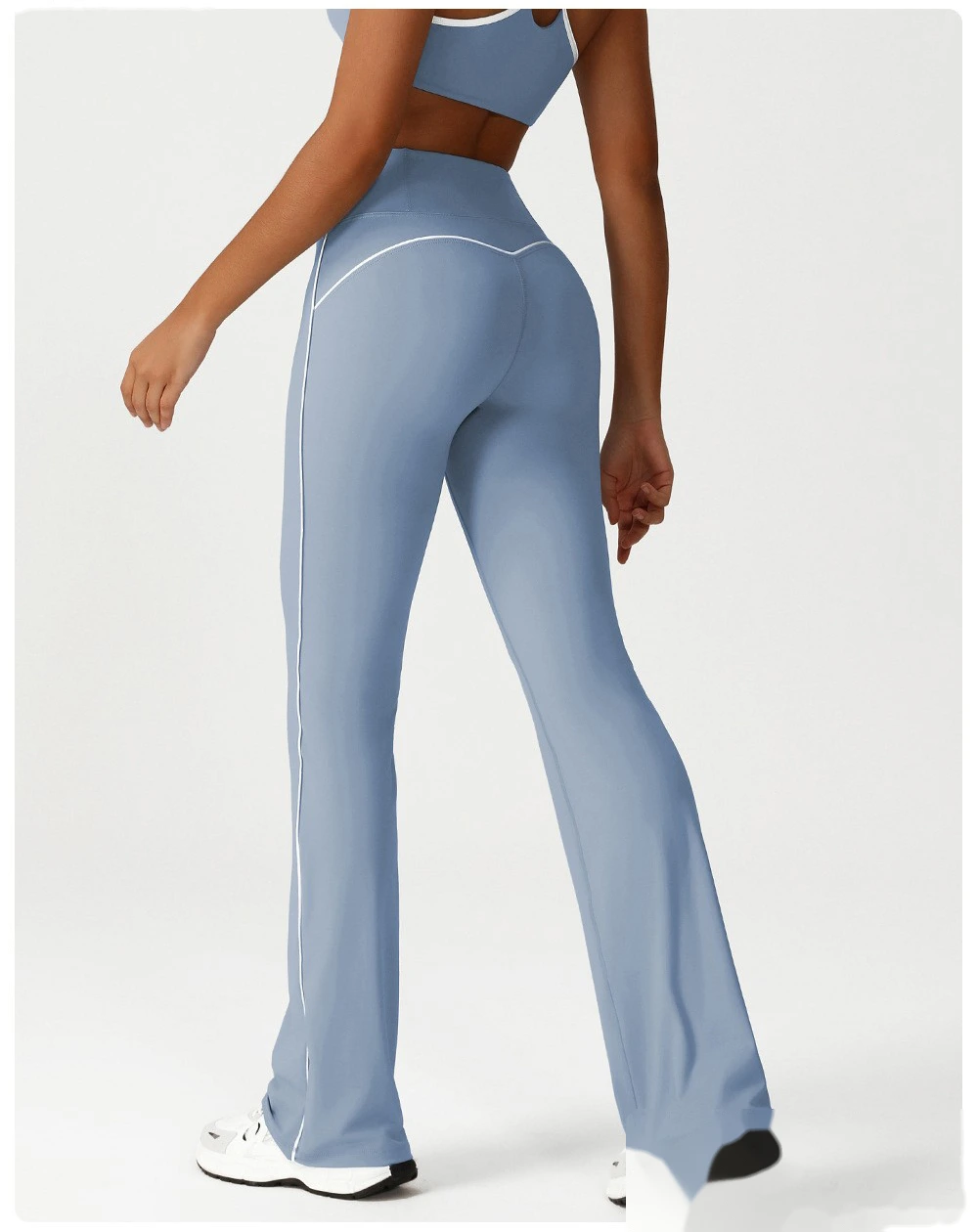 Custom micro-La leisure yoga pants women's new contrast running pants dance training fitness wide-leg pants detail
