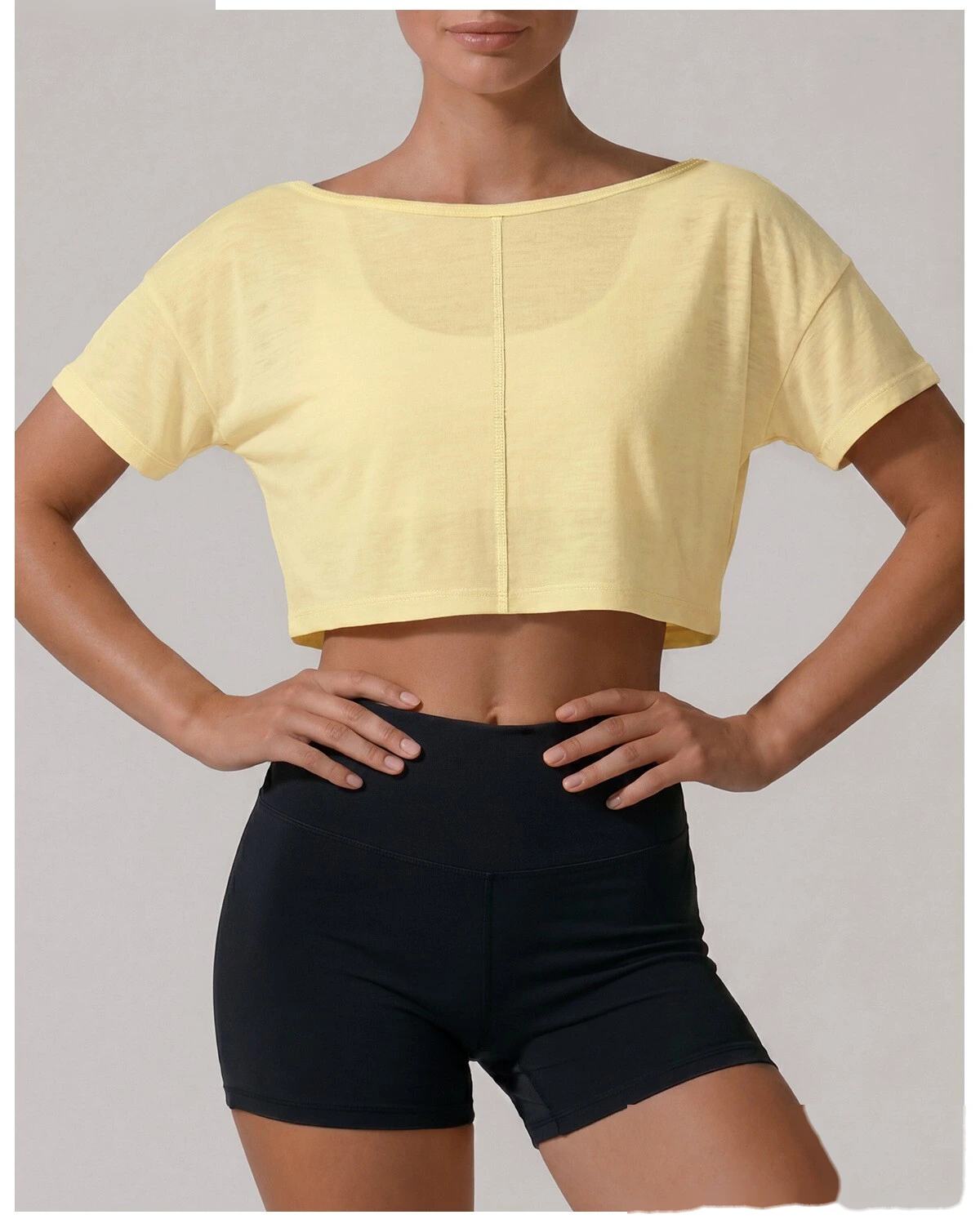 Customize the new summer women's outdoor running T-shirt and quick-drying Pilates fitness yoga short-sleeved shirt. detail