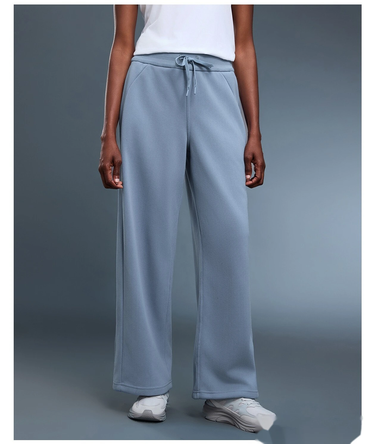 Customized autumn and winter plus velvet thick straight wide-leg pants loose warm sports pants detail
