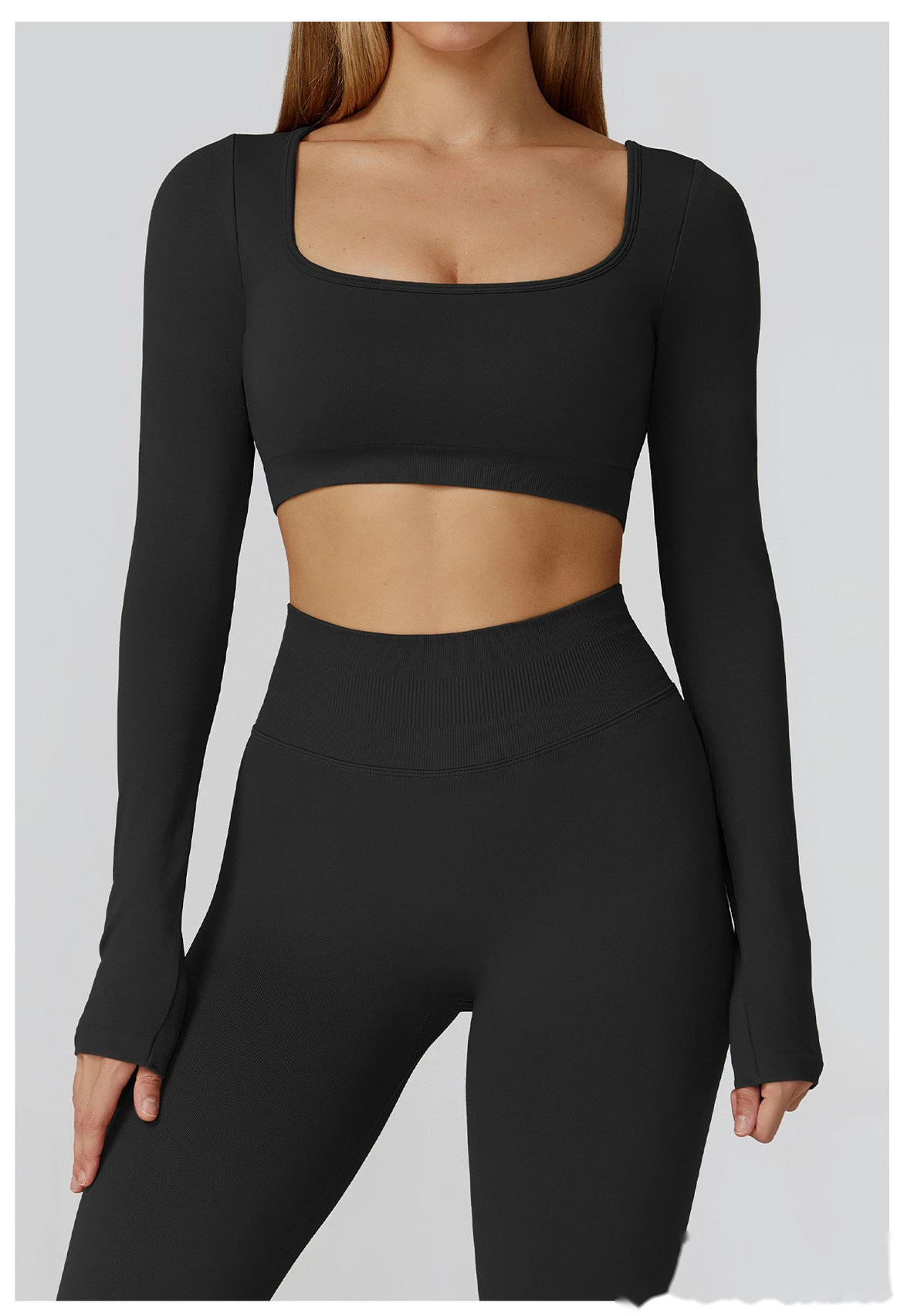 Customized seamless yoga clothes women's hollow back slim long-sleeved sports tops detail
