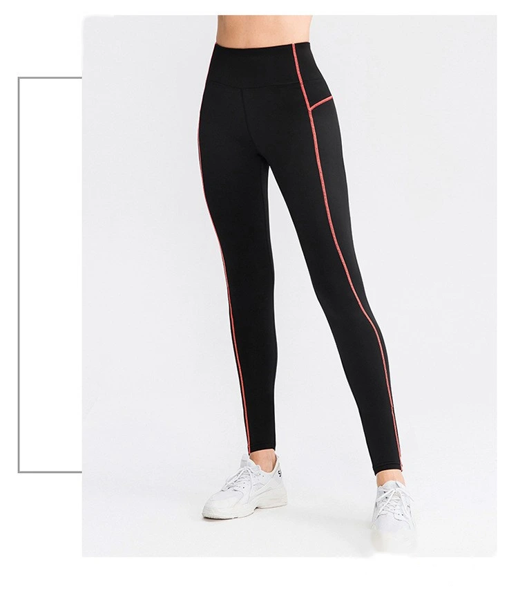 Customized autumn and winter ladies plus velvet sports pants running yoga fitness pants high waist tights detail