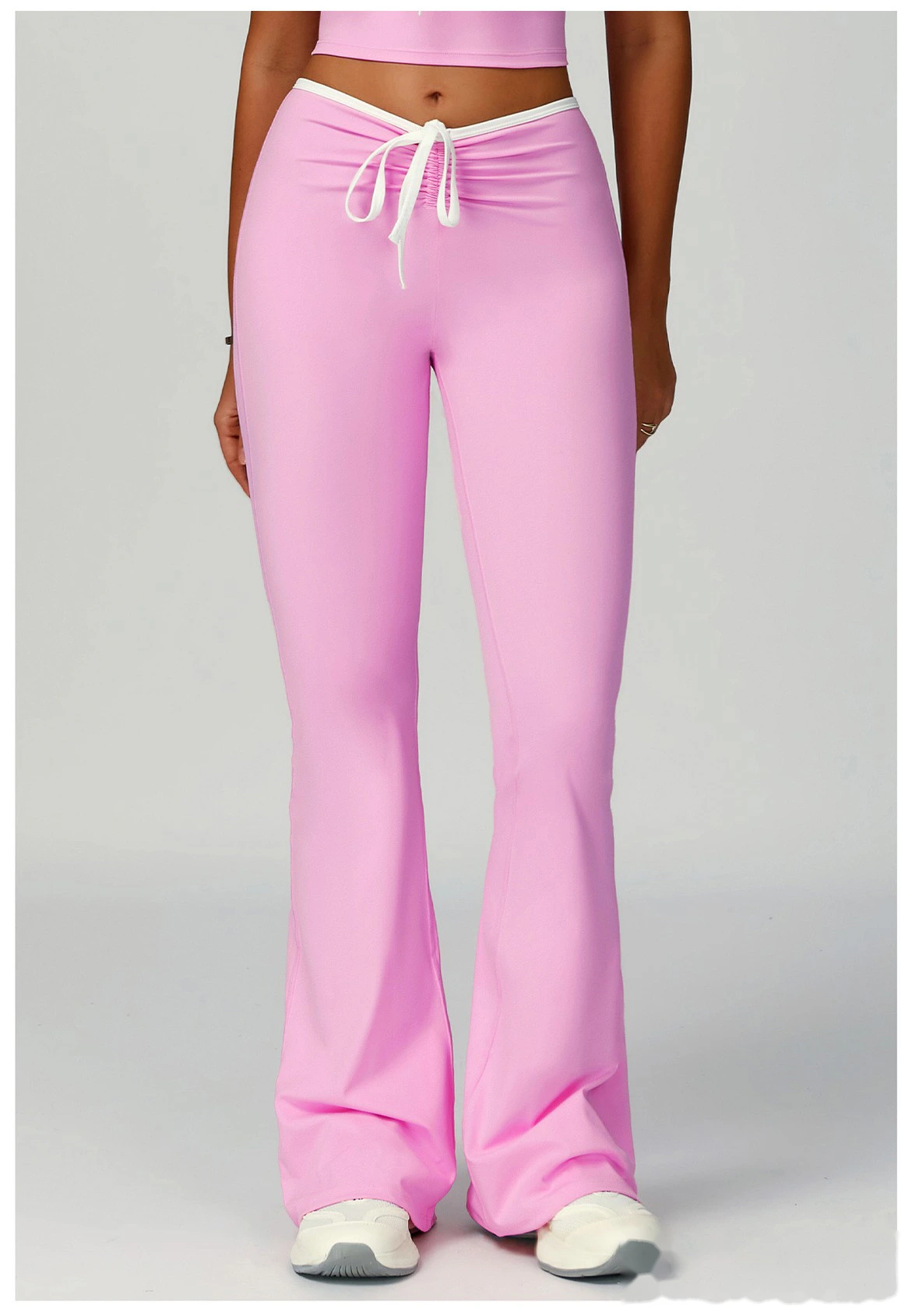 Custom-made contrast-wrapped bell-bottoms yoga fitness exercise high waist slim bell-bottoms women detail