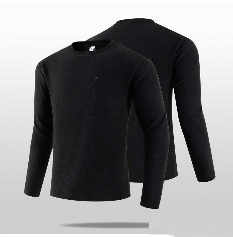 Custom New Style Men's Winter Outdoor Long T-Shirt | Crew Neck Fleece, Warm, for Sports & Daily Wear detail