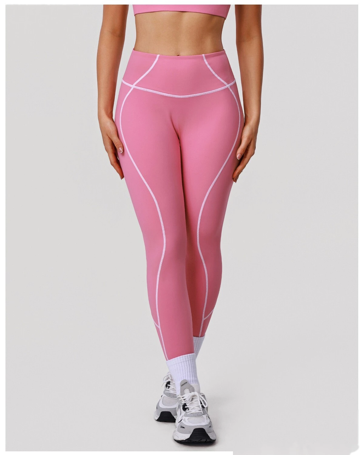 Bulk Custom Women's Yoga Leggings - High-Elastic Color Block Buttery Soft Fitness Pants detail