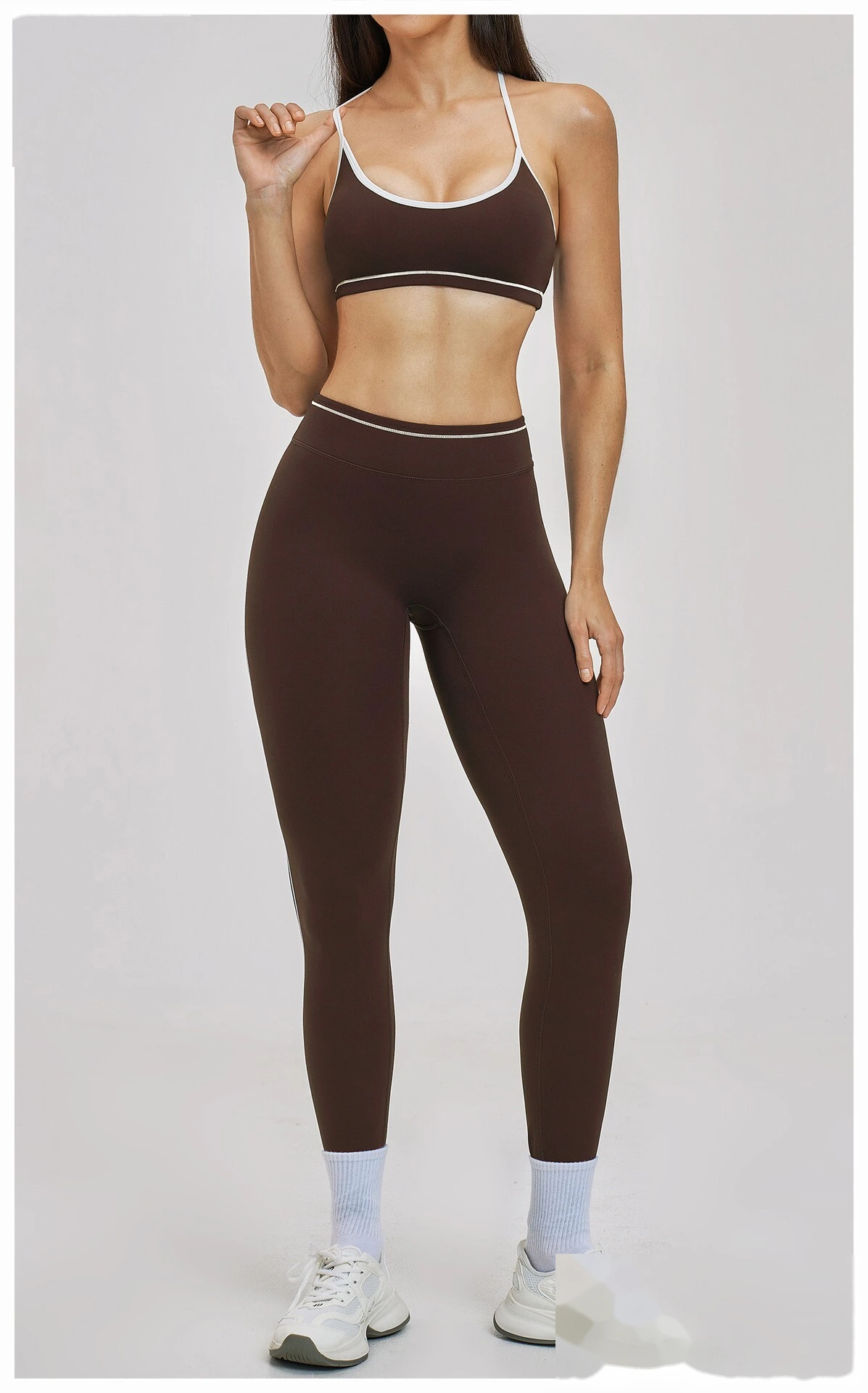Custom Women’s Color Block Beauty Back Sports Bra Medium Support Yoga Gym Bra detail
