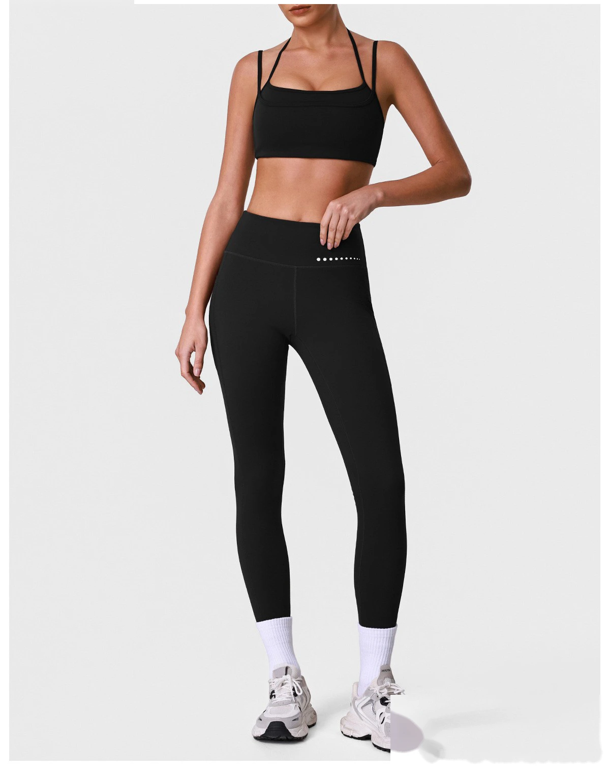 Custom Women’s Sexy Back Yoga Bra & High Stretch Tight Leggings Set Gym Activewear Suit detail