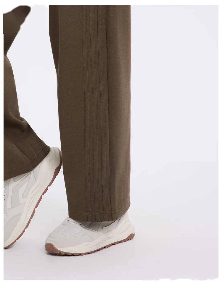 Custom autumn and winter sports pants women's classic three-bar padded high waist casual straight pants detail