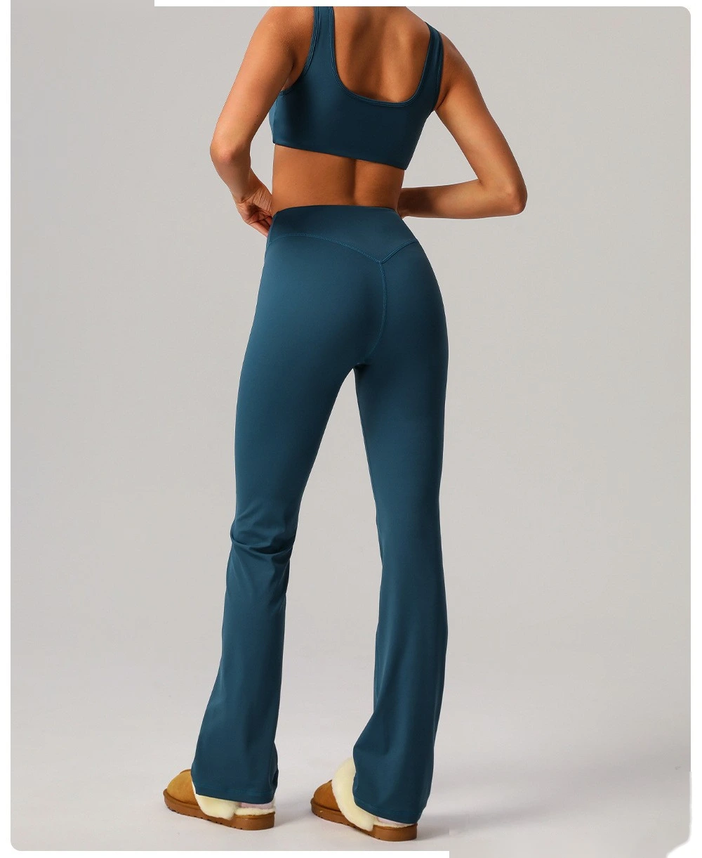 Customized yoga wide-leg pants, high waist, tight hips, horns, abdomen, fitness and leisure pants. detail