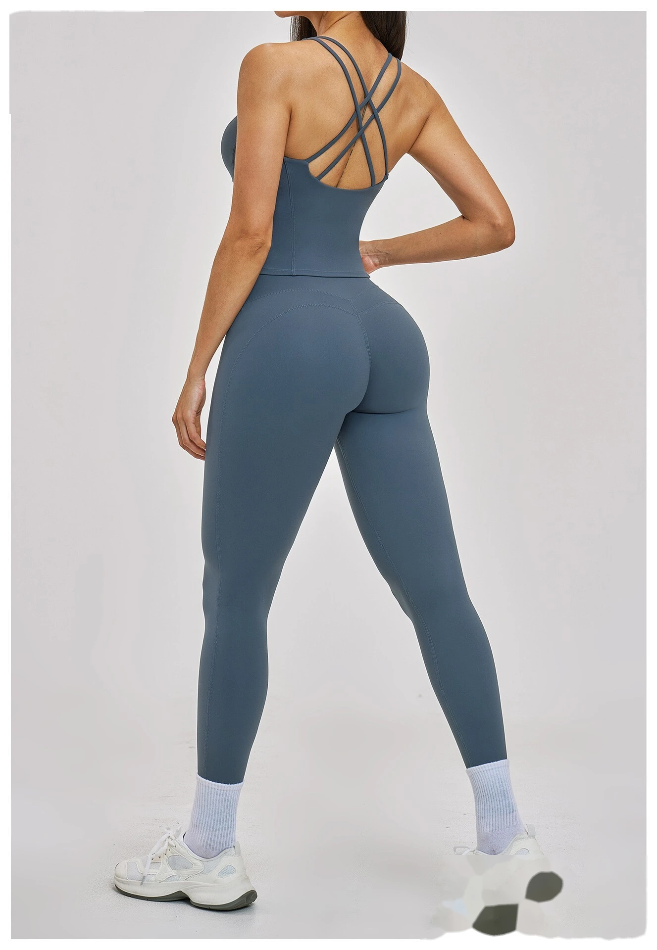 Women’s Crisscross Back Yoga Set Beauty Back Sports Vest & Workout Tight Leggings Fitness Outfit detail