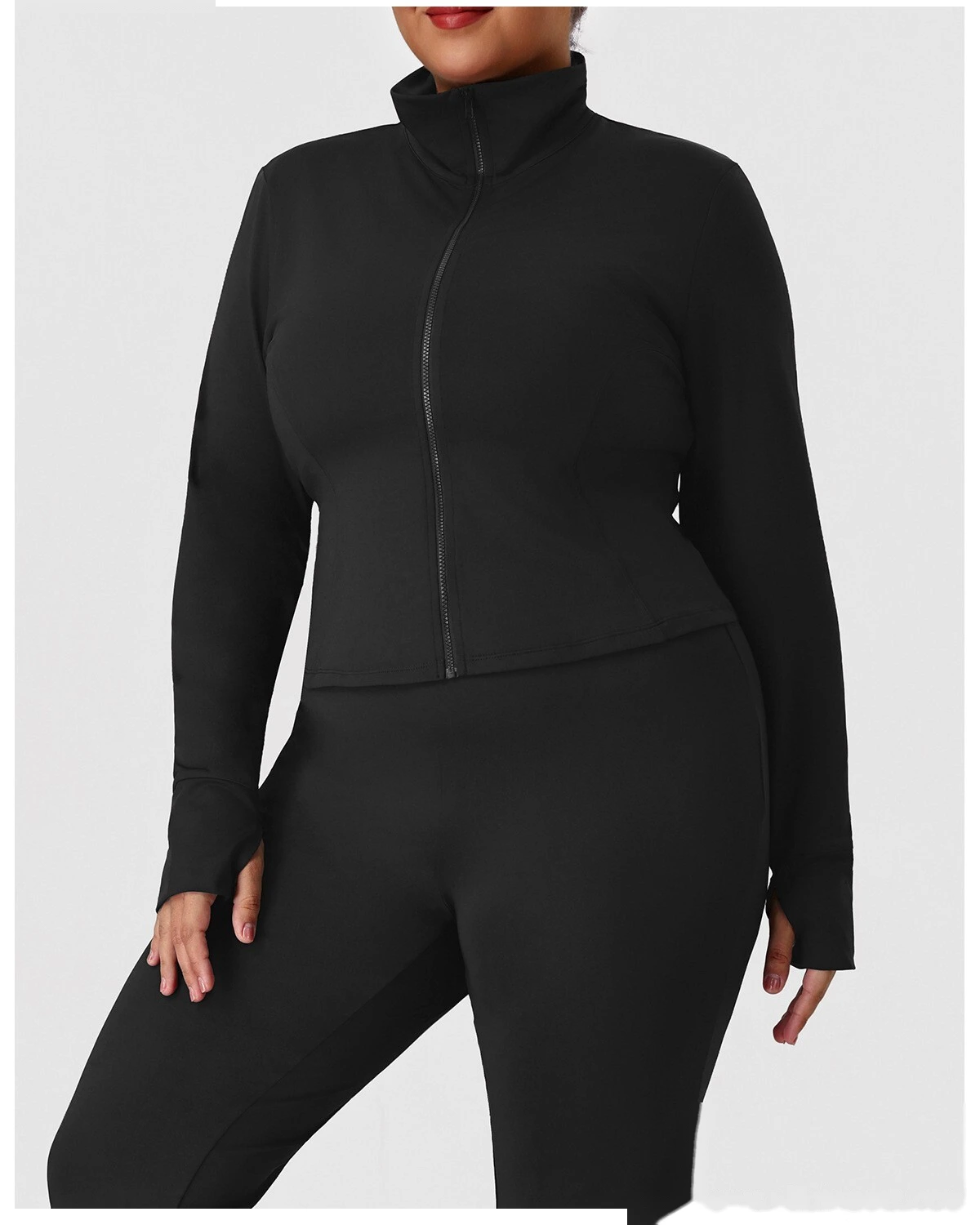 Custom US/EU Plus Size Yoga Coat | Winter Warm Sports Top, Outdoor Running Fitness Jacket detail