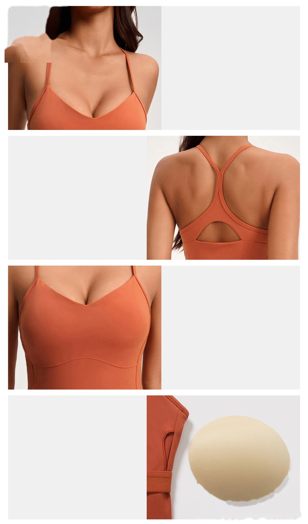 Bulk Custom Nude-Feel Yoga Tank - Padded Push-Up Sports Bra for Running & Gym Workouts detail