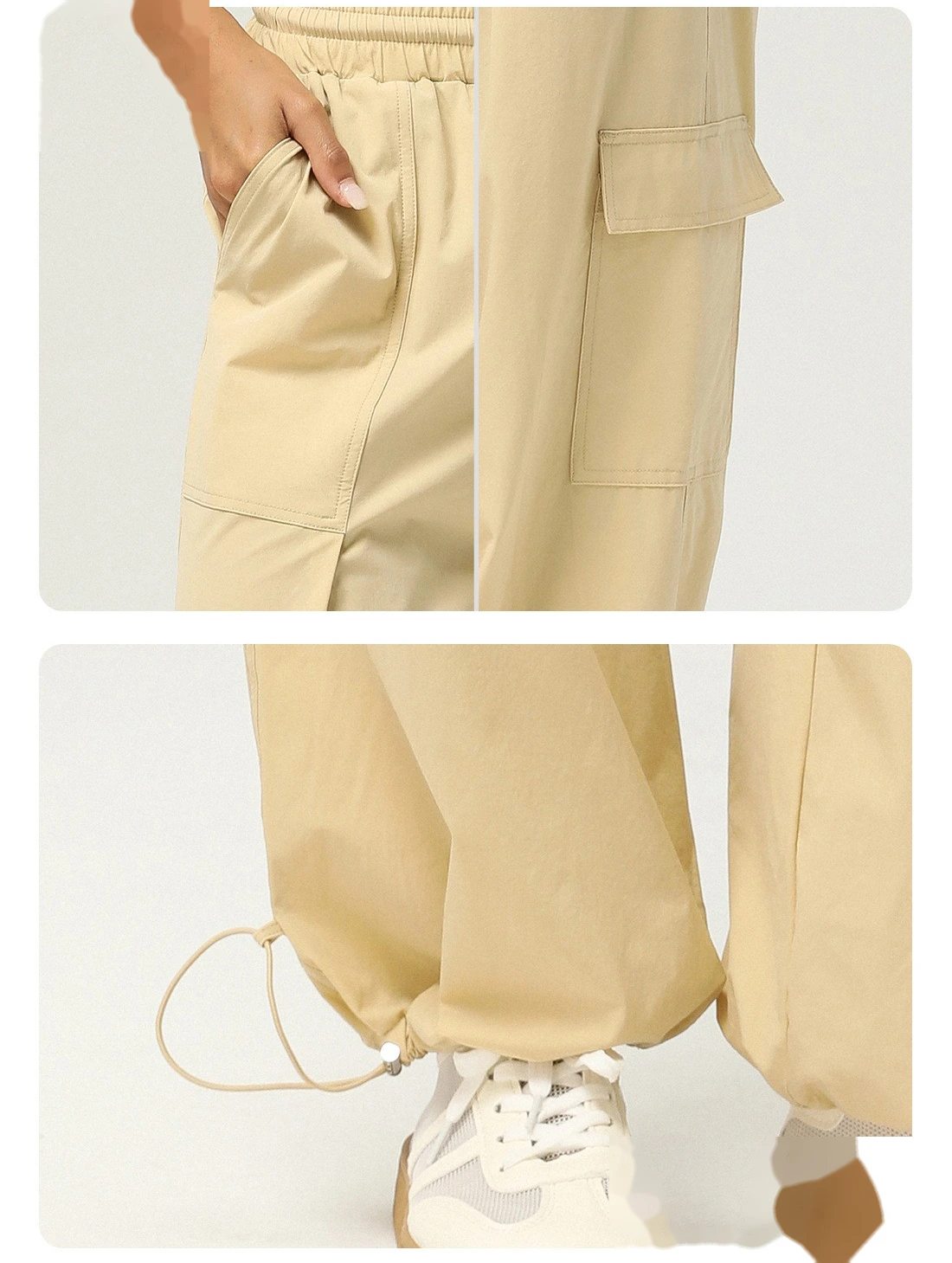 Custom-made loose-pocket tooling sweatpants for women's outdoor fitness straight wide-leg leg leggings detail