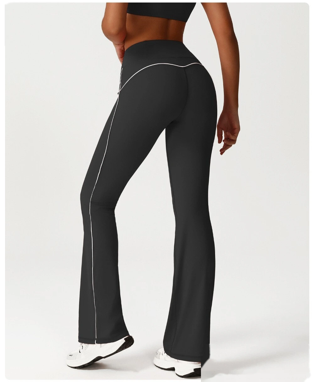 Custom micro-La leisure yoga pants women's new contrast running pants dance training fitness wide-leg pants detail