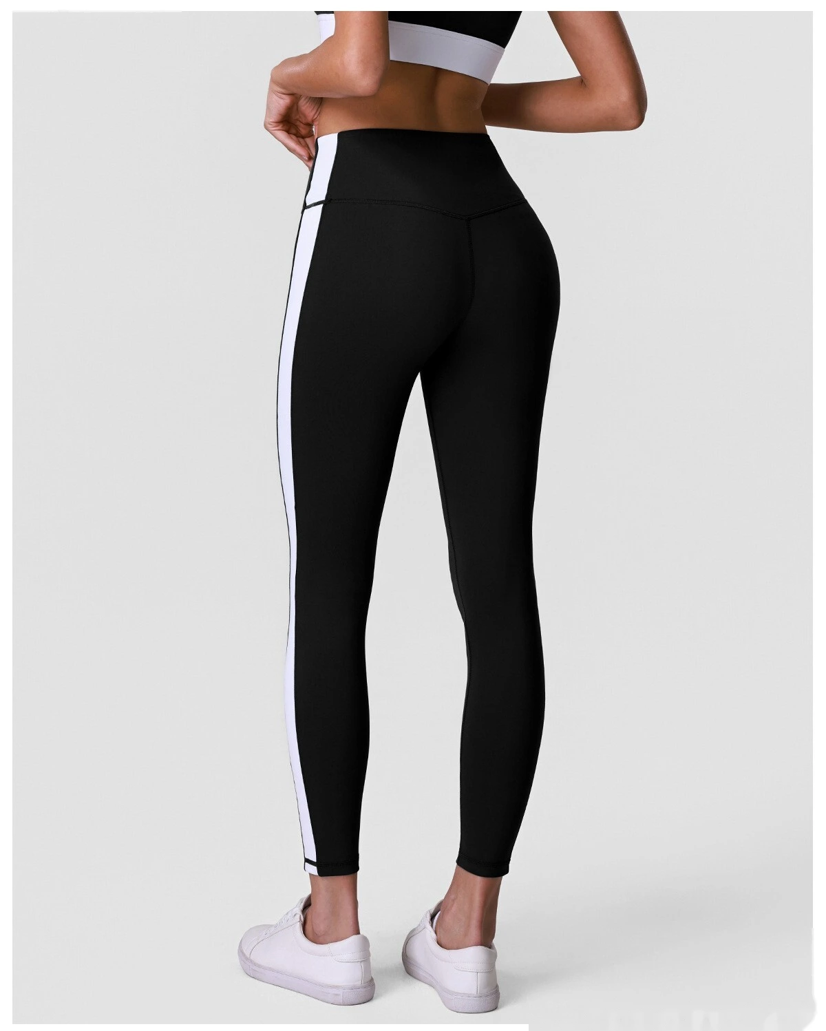 Women’s Custom Color Block Running Pants High Waist Tummy Control Butt Lifting Yoga Fitness Leggings detail