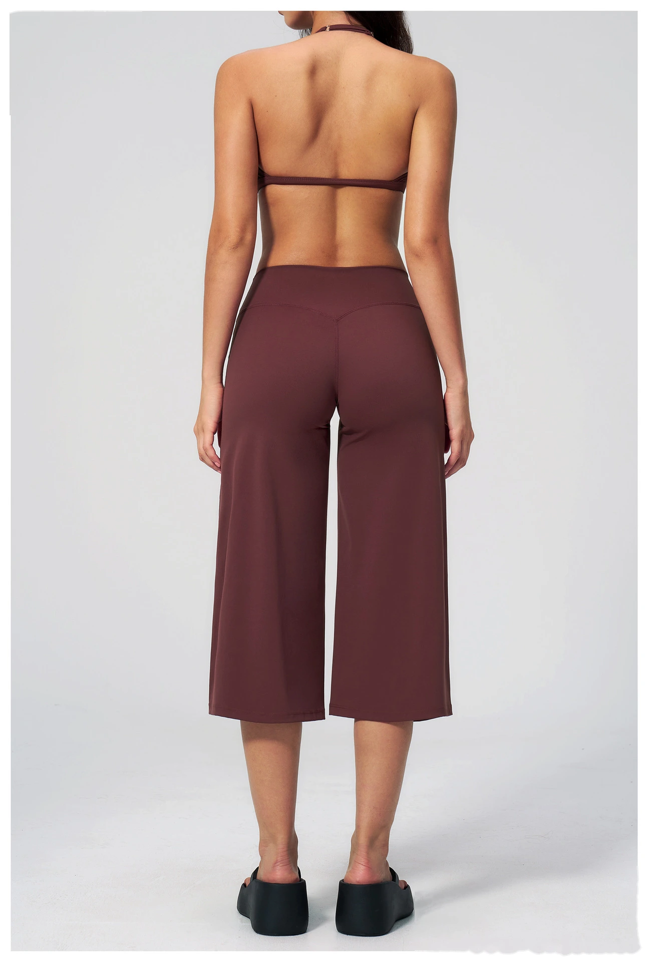 Beauty Back Shockproof Sports Bra Yoga Set, High Waist Wide Leg Seven Points Pants Fitness Suit detail