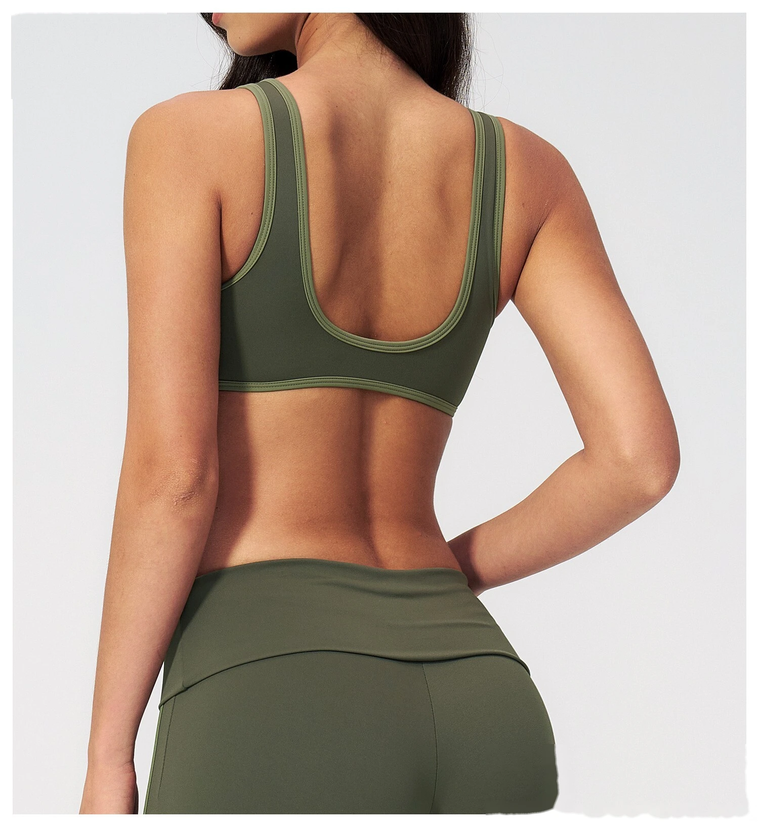Women Color Block Open Back Sports Bra, Quick Dry Breathable Outdoor Workout Yoga Athletic Bra detail