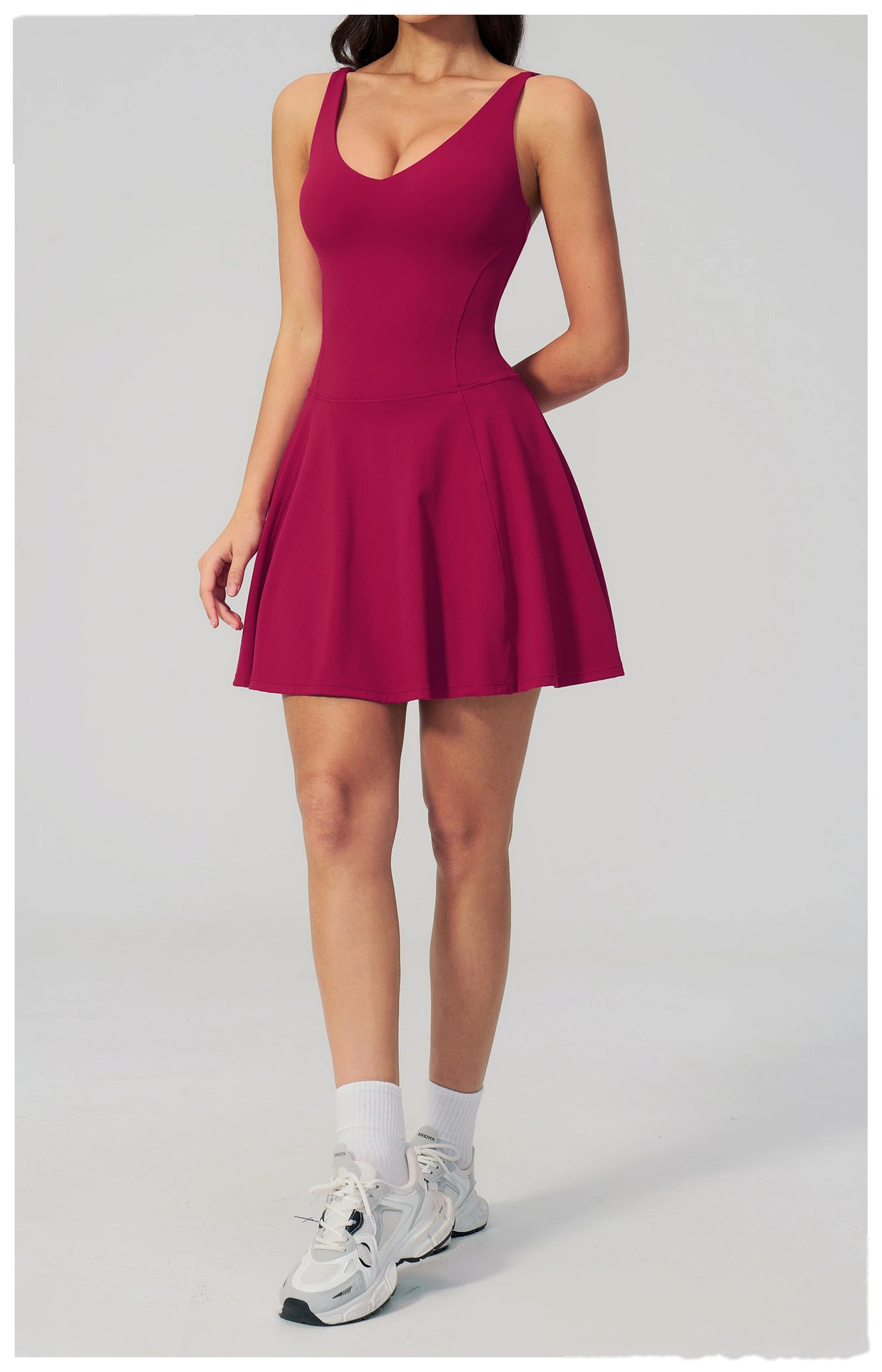 Women's Custom Yoga Sport Dress with Side Pockets, Anti-Exposure Quick Dry Breathable Running Fitness Tennis Skirt detail