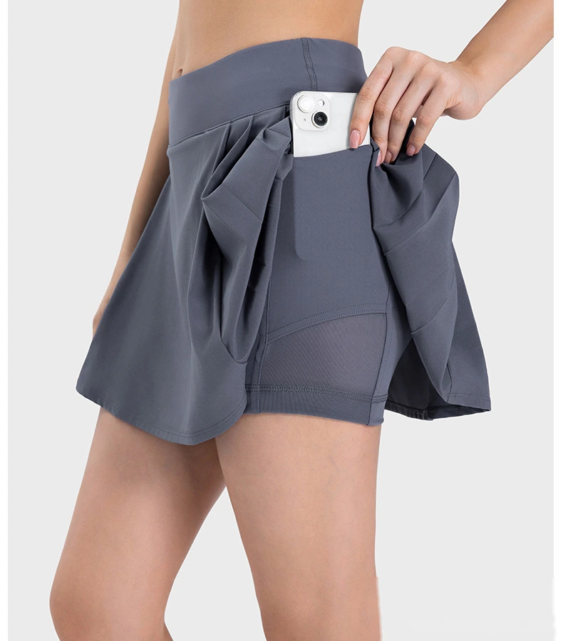 Customized pleated yoga shorts skirt female fake two-piece anti-exposure tennis skirt detail