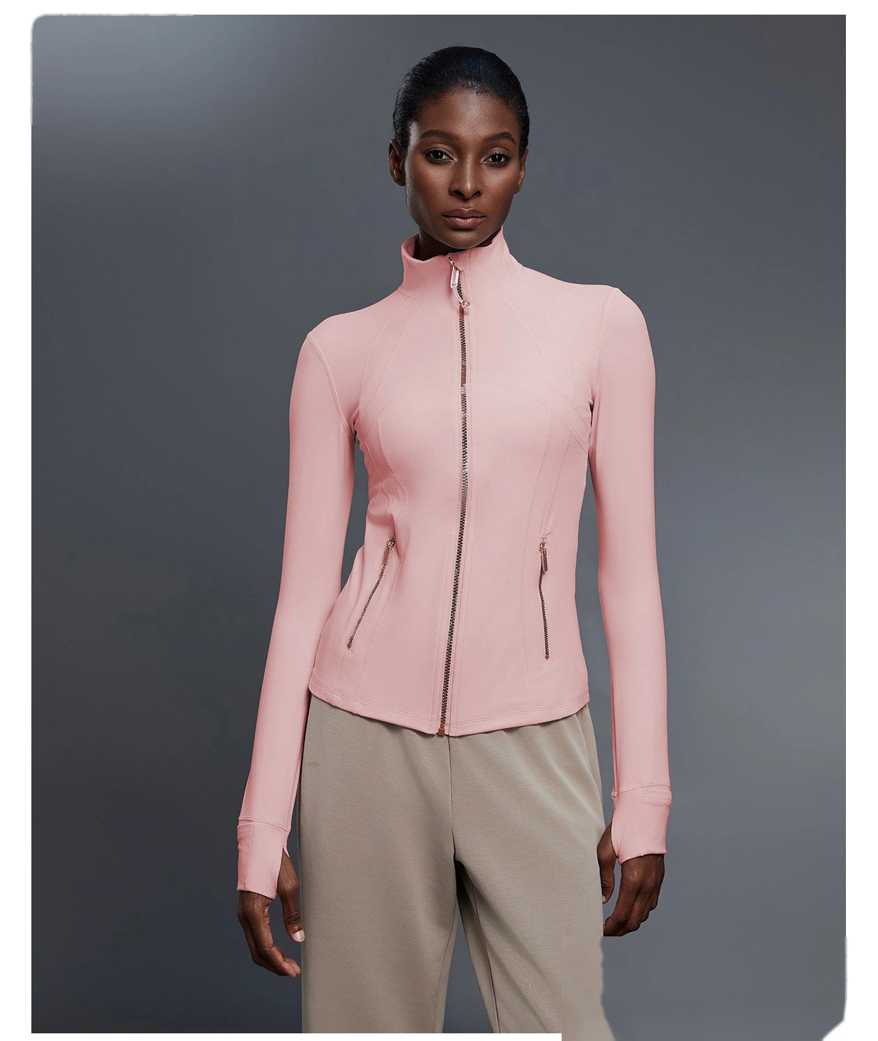 Women's Fall Yoga Jacket, Long Sleeve Stretchy Slim-Fit Outerwear for Outdoor Running & Fitness detail