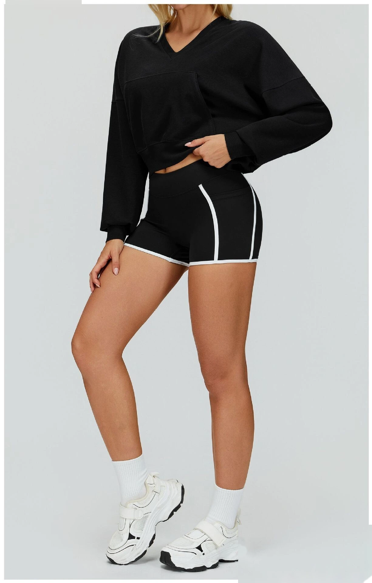 Windproof Hooded Sweatshirt, Women's/Loose Fit Workout Outerwear detail