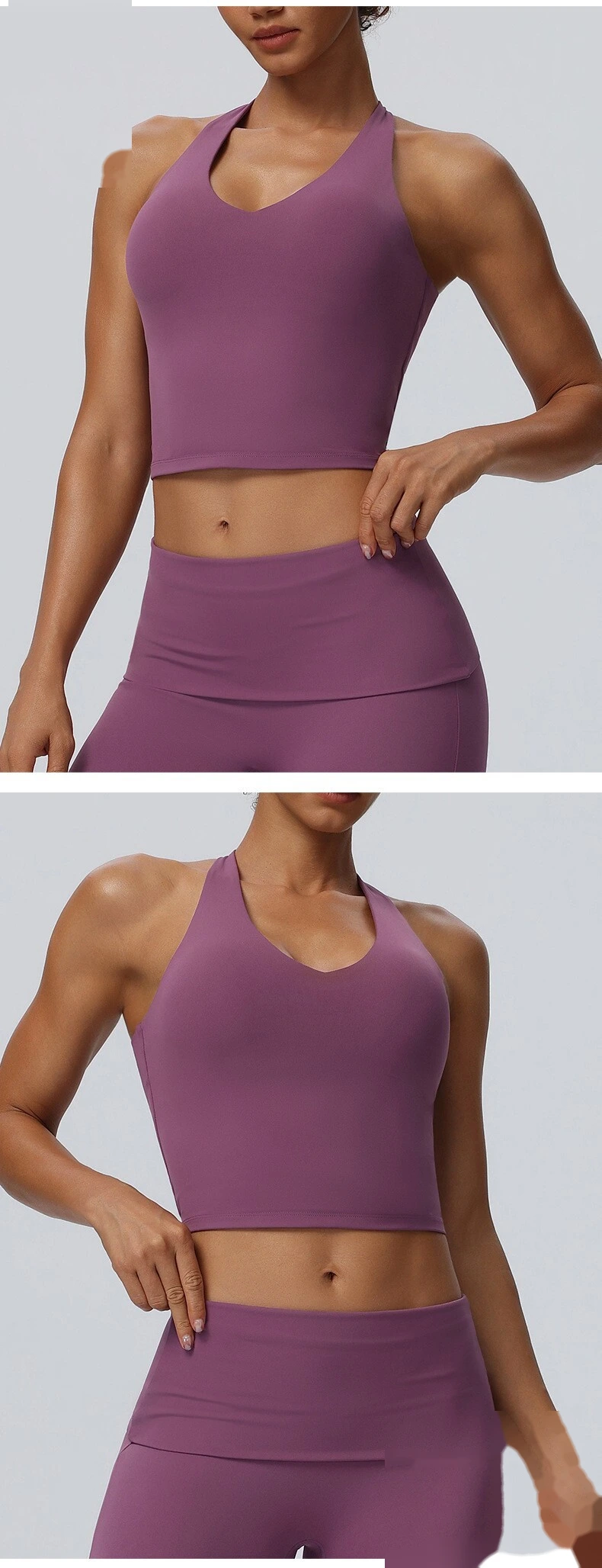 Women's European American Halter Beauty Back Yoga Tank Top, Breathable High Elastic Sports Fitness Vest detail